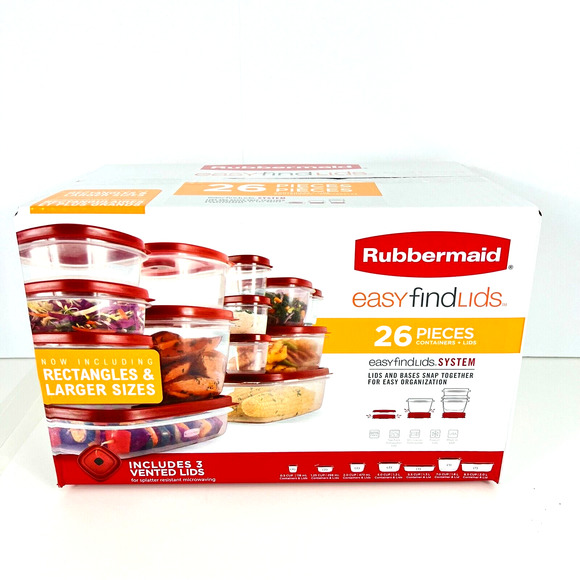 Rubbermaid Kitchen Rubbermaid Easyfindlids 26 Piece Plastic Food